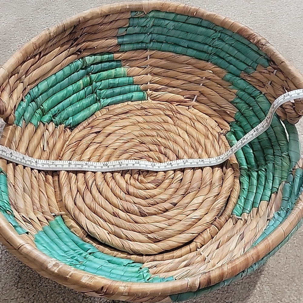 Woven Natural & Teal Woven Basket - Home Accents - Picture 4 of 7